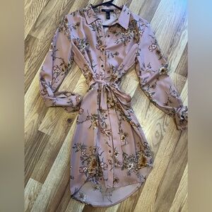 Forever 21 Pink Floral Button-Up Blouse
